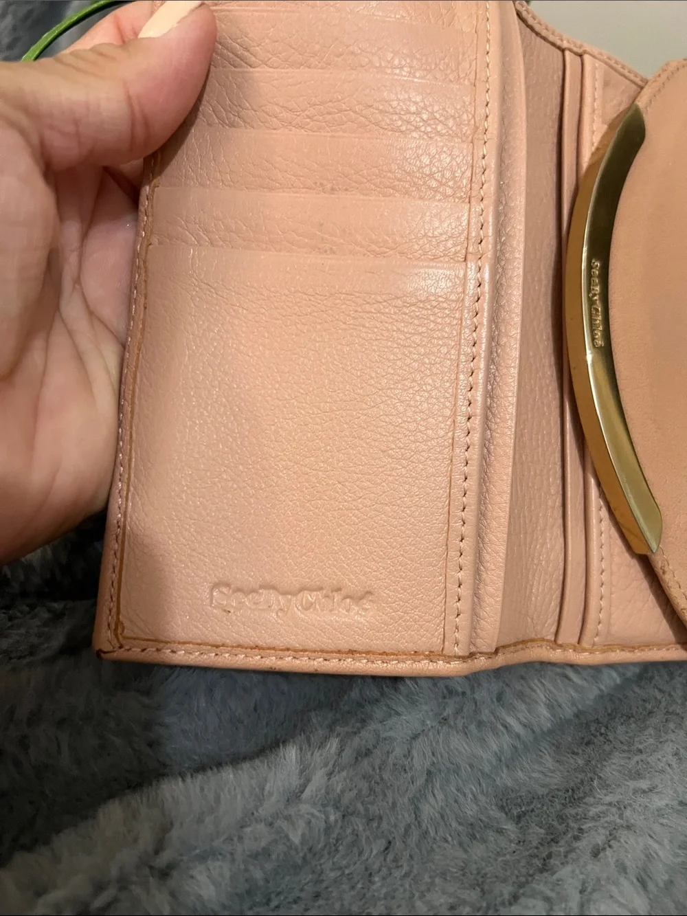 See By Chloe Blush/Apricot Leather Wallet with Gold Accent GUC retail $295